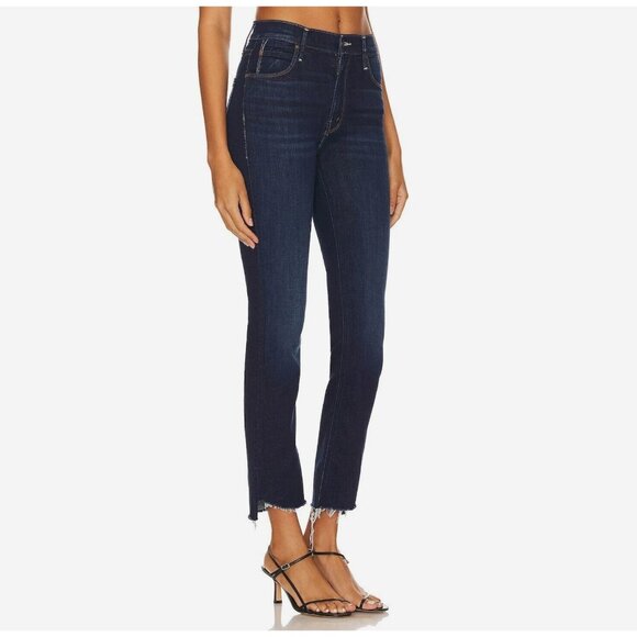 Mother Mid Rise Dazzler Jeans Denim Ankle Fray Off Limits Dark Wash 29 - Picture 3 of 16